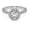 Eternity Halo solitaire ring met in het laboratorium gekweekte diamanten 1,33 karaat in totaal, ronde vorm, 14K witgoud Eternity Halo solitaire ring met in het laboratorium gekweekte diamanten 1,33 karaat in totaal, ronde vorm, 14K witgoud