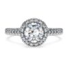 Eternity Halo solitaire ring met in het laboratorium gekweekte diamanten 1,33 karaat in totaal, ronde vorm, 14K witgoud Eternity Halo solitaire ring met in het laboratorium gekweekte diamanten 1,33 karaat in totaal, ronde vorm, 14K witgoud