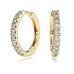 Eternity-hoepeloorbellen met in het laboratorium gekweekte diamanten, 0,5 karaat in totaal, ronde vorm, 14-karaats geelgoud Eternity-hoepeloorbellen met in het laboratorium gekweekte diamanten, 0,5 karaat in totaal, ronde vorm, 14-karaats geelgoud