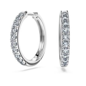 Eternity-hoepeloorbellen met in het laboratorium gekweekte diamanten 0,56 karaat in totaal, ronde vorm, sterlingzilver