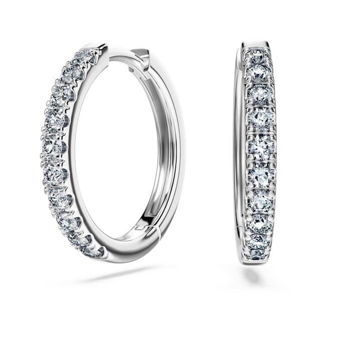 Eternity-hoepeloorbellen met in het laboratorium gekweekte diamanten 0,56 karaat in totaal, ronde vorm, sterlingzilver Eternity-hoepeloorbellen met in het laboratorium gekweekte diamanten 0,56 karaat in totaal, ronde vorm, sterlingzilver