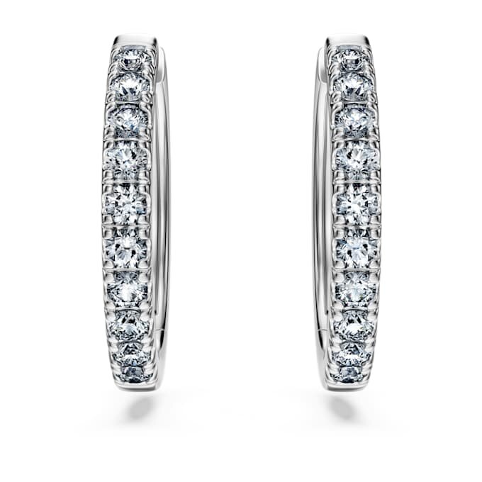 Eternity-hoepeloorbellen met in het laboratorium gekweekte diamanten 0,56 karaat in totaal, ronde vorm, sterlingzilver Eternity-hoepeloorbellen met in het laboratorium gekweekte diamanten 0,56 karaat in totaal, ronde vorm, sterlingzilver