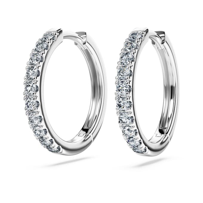 Eternity-hoepeloorbellen met in het laboratorium gekweekte diamanten 0,56 karaat in totaal, ronde vorm, sterlingzilver Eternity-hoepeloorbellen met in het laboratorium gekweekte diamanten 0,56 karaat in totaal, ronde vorm, sterlingzilver