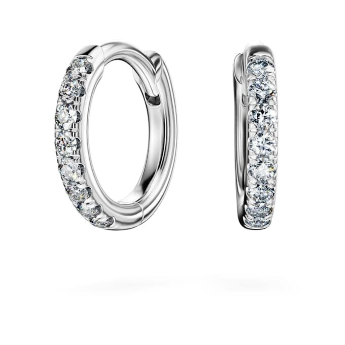 Eternity-hoepoorbellen met in het laboratorium gekweekte diamanten, 0,1 karaat in totaal, ronde vorm, klein, 14K witgoud Eternity-hoepoorbellen met in het laboratorium gekweekte diamanten, 0,1 karaat in totaal, ronde vorm, klein, 14K witgoud
