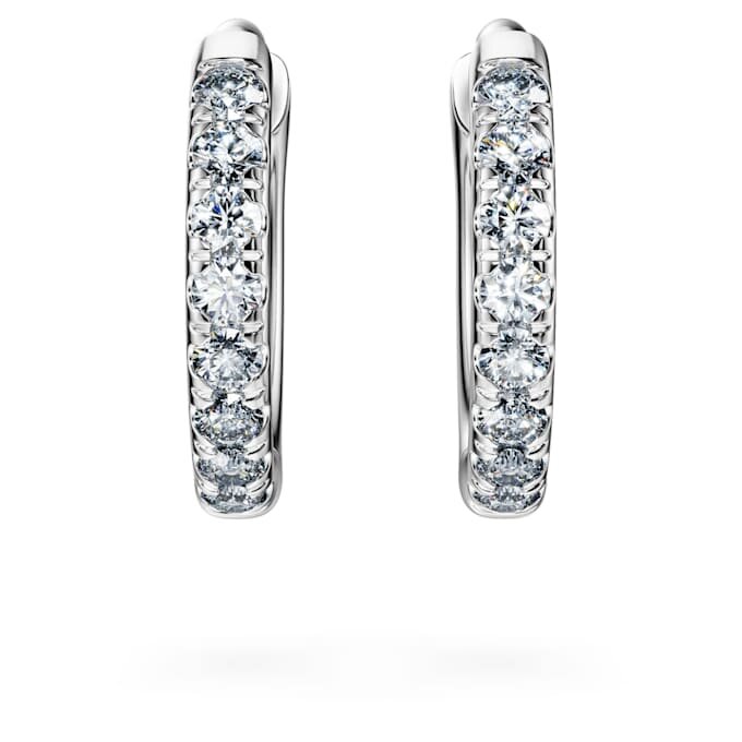 Eternity-hoepoorbellen met in het laboratorium gekweekte diamanten, 0,1 karaat in totaal, ronde vorm, klein, 14K witgoud Eternity-hoepoorbellen met in het laboratorium gekweekte diamanten, 0,1 karaat in totaal, ronde vorm, klein, 14K witgoud