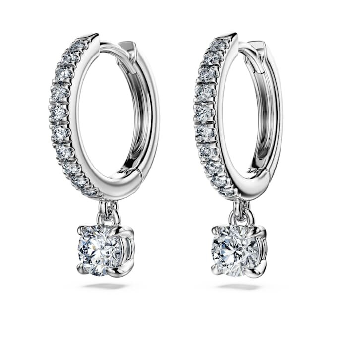 Eternity-oorbellen met in het laboratorium gekweekte diamanten 0,7 karaat in totaal, ronde vorm, 14-karaats witgoud Eternity-oorbellen met in het laboratorium gekweekte diamanten 0,7 karaat in totaal, ronde vorm, 14-karaats witgoud