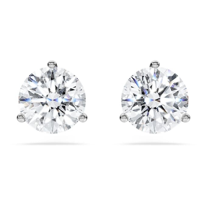 Eternity-oorbellen met in het laboratorium gekweekte diamanten, 2,0 karaat in totaal, ronde vorm, 14K witgoud Eternity-oorbellen met in het laboratorium gekweekte diamanten, 2,0 karaat in totaal, ronde vorm, 14K witgoud