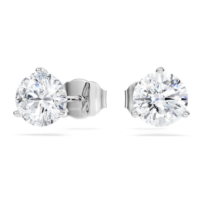 Eternity-oorbellen met in het laboratorium gekweekte diamanten, 2,0 karaat in totaal, ronde vorm, 14K witgoud Eternity-oorbellen met in het laboratorium gekweekte diamanten, 2,0 karaat in totaal, ronde vorm, 14K witgoud