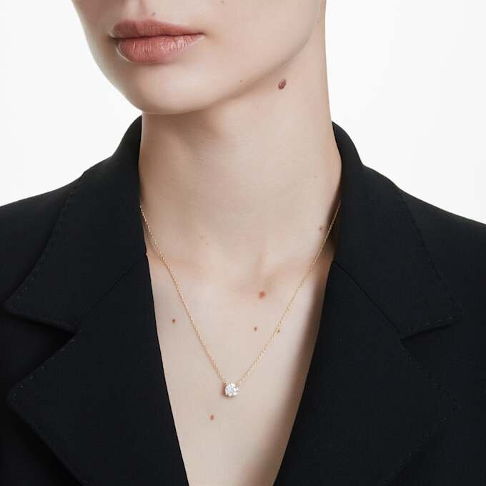 Eternity solitaire hanger met in het laboratorium gekweekte diamanten 1 ct tw, ronde vorm, 14K geelgoud Eternity solitaire hanger met in het laboratorium gekweekte diamanten 1 ct tw, ronde vorm, 14K geelgoud