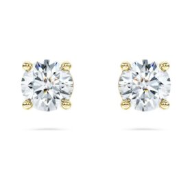 Eternity solitaire oorbellen met in het laboratorium gekweekte diamanten, 1 karaat in totaal, ronde vorm, 14-karaats geelgoud