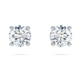 Eternity solitaire oorbellen met in het laboratorium gekweekte diamanten, 1 karaat in totaal, ronde vorm, 14K witgoud