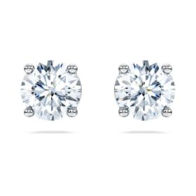 Eternity Solitaire oorbellen met in het laboratorium gekweekte diamanten, 2 karaat in totaal, ronde vorm, 14K witgoud