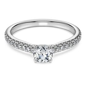 Eternity solitaire ring met in het laboratorium gekweekte diamanten 0,7 karaat in totaal, ronde vorm, 14-karaats witgoud Eternity solitaire ring met in het laboratorium gekweekte diamanten 0,7 karaat in totaal, ronde vorm, 14-karaats witgoud