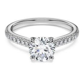 Eternity solitaire ring met in het laboratorium gekweekte diamanten 1,2 ct in totaal, ronde vorm, 14K witgoud Eternity solitaire ring met in het laboratorium gekweekte diamanten 1,2 ct in totaal, ronde vorm, 14K witgoud