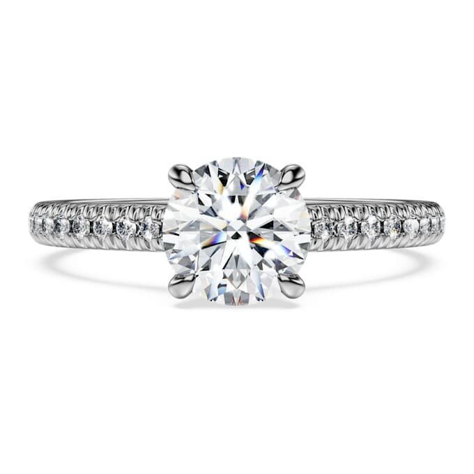 Eternity solitaire ring met in het laboratorium gekweekte diamanten 1,2 ct in totaal, ronde vorm, 14K witgoud Eternity solitaire ring met in het laboratorium gekweekte diamanten 1,2 ct in totaal, ronde vorm, 14K witgoud