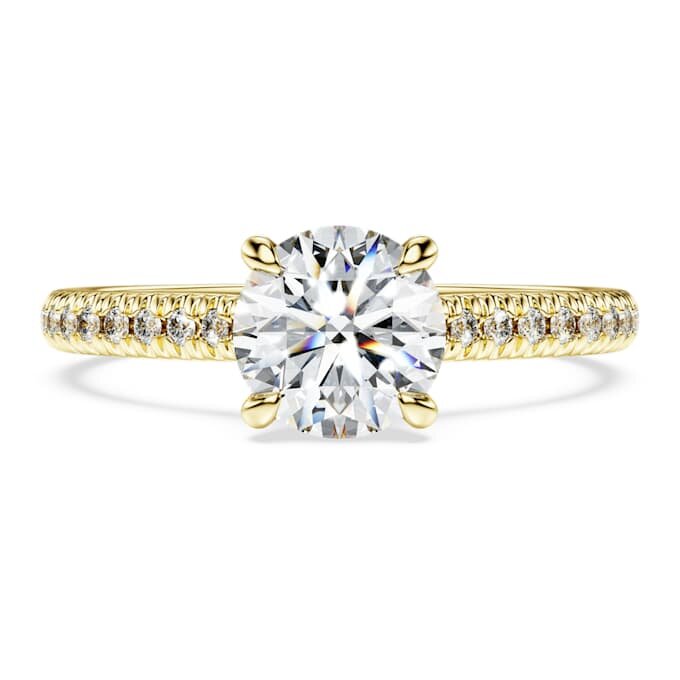 Eternity solitaire ring met in het laboratorium gekweekte diamanten 1,2 karaat in totaal, ronde vorm, 14-karaats geelgoud Eternity solitaire ring met in het laboratorium gekweekte diamanten 1,2 karaat in totaal, ronde vorm, 14-karaats geelgoud