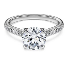 Eternity solitaire ring met in het laboratorium gekweekte diamanten 1,7 karaat in totaal, ronde vorm, 14-karaats witgoud Eternity solitaire ring met in het laboratorium gekweekte diamanten 1,7 karaat in totaal, ronde vorm, 14-karaats witgoud