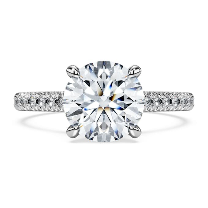 Eternity solitaire ring met in het laboratorium gekweekte diamanten 2,2 ct in totaal, ronde vorm, 14K witgoud Eternity solitaire ring met in het laboratorium gekweekte diamanten 2,2 ct in totaal, ronde vorm, 14K witgoud