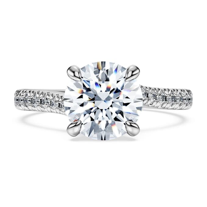 Eternity solitaire ring met in het laboratorium gekweekte diamanten 2,25 karaat in totaal, ronde vorm, 14K witgoud Eternity solitaire ring met in het laboratorium gekweekte diamanten 2,25 karaat in totaal, ronde vorm, 14K witgoud