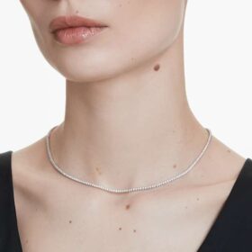 Eternity-tennisketting met in het laboratorium gekweekte diamanten, 3 karaat in totaal, ronde vorm, 14K witgoud Eternity-tennisketting met in het laboratorium gekweekte diamanten, 3 karaat in totaal, ronde vorm, 14K witgoud