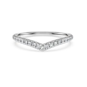 Eternity V-bandring met in het laboratorium gekweekte diamanten, 0,25 karaat in totaal, ronde vorm, 14K witgoud Eternity V-bandring met in het laboratorium gekweekte diamanten, 0,25 karaat in totaal, ronde vorm, 14K witgoud