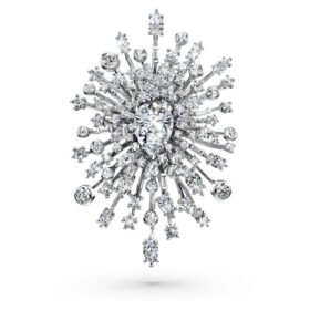 Galaxy-broche met in het laboratorium gekweekte diamanten, 15,71 karaat in totaal, gemengde vormen, 18-karaats witgoud