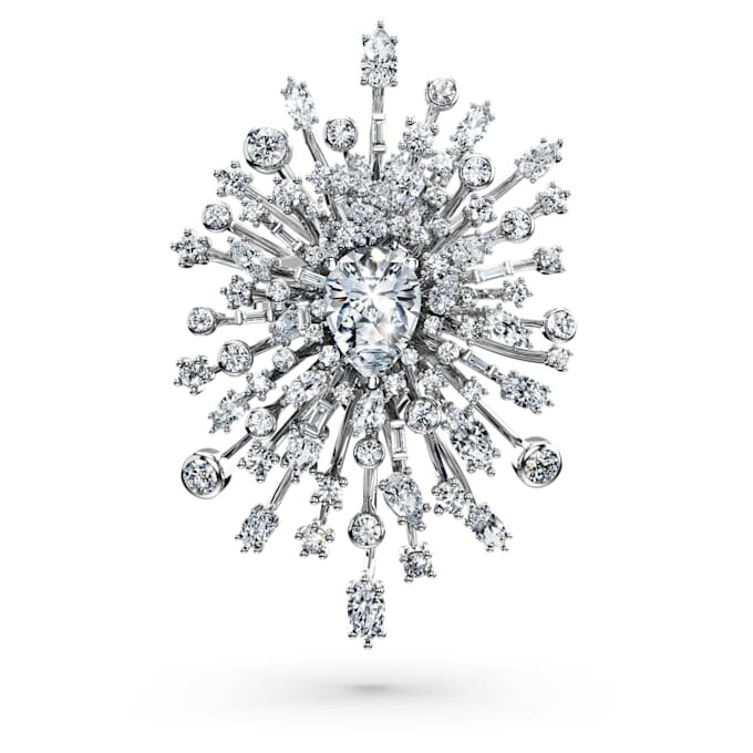 Galaxy-broche met in het laboratorium gekweekte diamanten, 15,71 karaat in totaal, gemengde vormen, 18-karaats witgoud Galaxy-broche met in het laboratorium gekweekte diamanten, 15,71 karaat in totaal, gemengde vormen, 18-karaats witgoud