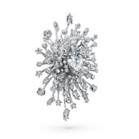 Galaxy-broche met in het laboratorium gekweekte diamanten, 15,71 karaat in totaal, gemengde vormen, 18-karaats witgoud