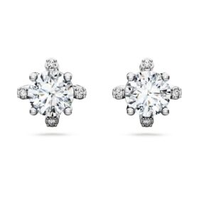 Galaxy-oorbellen met in het laboratorium gekweekte diamanten, 2,1 karaat in totaal, ronde vorm, 14K witgoud
