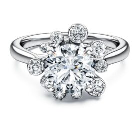 Galaxy-ring met in het laboratorium gekweekte diamanten 2 karaat in totaal, ronde vorm, 14K witgoud Galaxy-ring met in het laboratorium gekweekte diamanten 2 karaat in totaal, ronde vorm, 14K witgoud