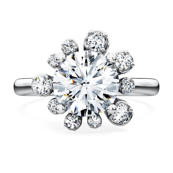 Galaxy-ring met in het laboratorium gekweekte diamanten 2 karaat in totaal, ronde vorm, 14K witgoud Galaxy-ring met in het laboratorium gekweekte diamanten 2 karaat in totaal, ronde vorm, 14K witgoud