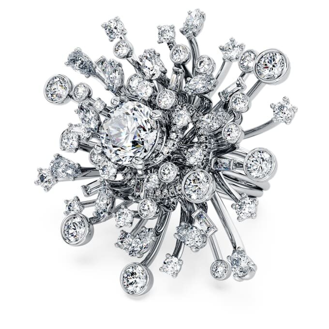 Galaxy-ring met in het laboratorium gekweekte diamanten 9,5 karaat in totaal, gemengde vormen, 18-karaats witgoud Galaxy-ring met in het laboratorium gekweekte diamanten 9,5 karaat in totaal, gemengde vormen, 18-karaats witgoud