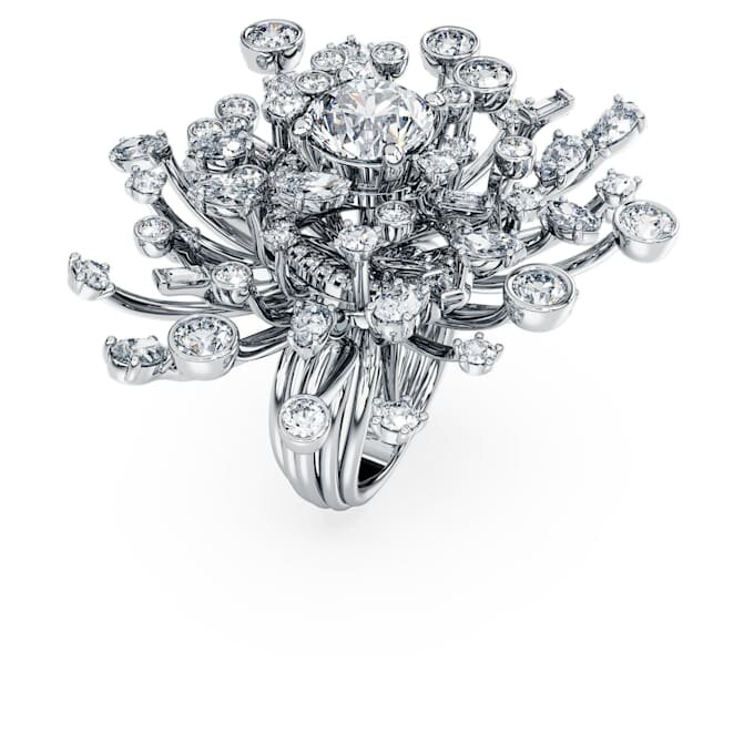Galaxy-ring met in het laboratorium gekweekte diamanten 9,5 karaat in totaal, gemengde vormen, 18-karaats witgoud Galaxy-ring met in het laboratorium gekweekte diamanten 9,5 karaat in totaal, gemengde vormen, 18-karaats witgoud