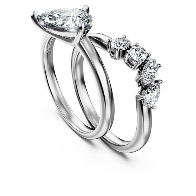 Galaxy-ringen (2), in het laboratorium gekweekte diamanten 1,4 ct in totaal, peervorm, 14K witgoud Galaxy-ringen (2), in het laboratorium gekweekte diamanten 1,4 ct in totaal, peervorm, 14K witgoud