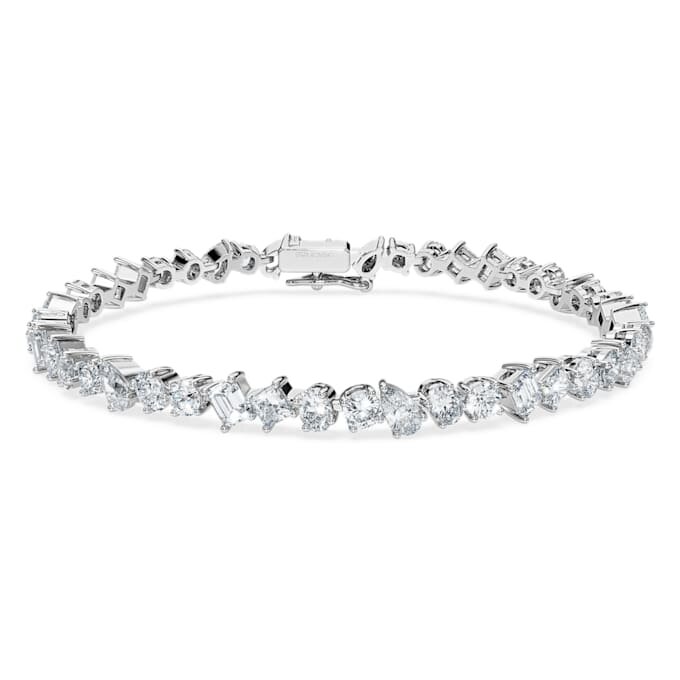 Galaxy-tennisarmband met in het laboratorium gekweekte diamanten, 5 karaat in totaal, gemengde vormen, 14-karaats witgoud Galaxy-tennisarmband met in het laboratorium gekweekte diamanten, 5 karaat in totaal, gemengde vormen, 14-karaats witgoud