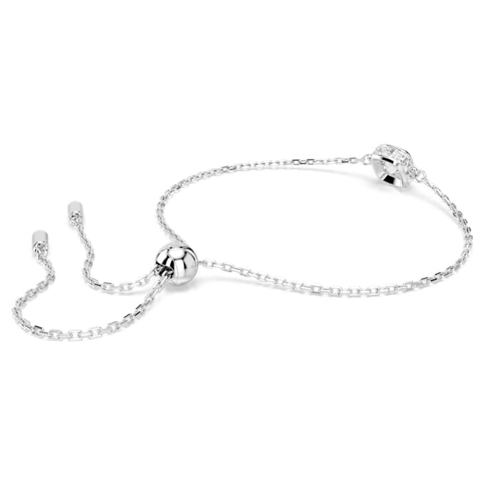 Geboortesteenarmband met vierkante slijpvorm, april, wit, gerhodineerd Geboortesteenarmband met vierkante slijpvorm, april, wit, gerhodineerd