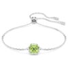Geboortesteenarmband met vierkante slijpvorm, augustus, groen, gerhodineerd Geboortesteenarmband met vierkante slijpvorm, augustus, groen, gerhodineerd