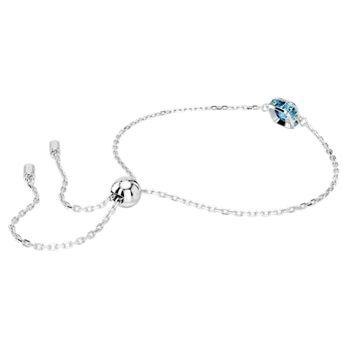 Geboortesteenarmband met vierkante slijpvorm, december, blauw, gerhodineerd Geboortesteenarmband met vierkante slijpvorm, december, blauw, gerhodineerd