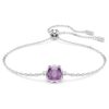 Geboortesteenarmband met vierkante slijpvorm, februari, paars, gerhodineerd Geboortesteenarmband met vierkante slijpvorm, februari, paars, gerhodineerd