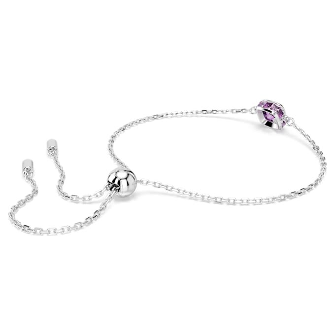 Geboortesteenarmband met vierkante slijpvorm, februari, paars, gerhodineerd Geboortesteenarmband met vierkante slijpvorm, februari, paars, gerhodineerd