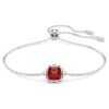 Geboortesteenarmband met vierkante slijpvorm, januari, rood, gerhodineerd Geboortesteenarmband met vierkante slijpvorm, januari, rood, gerhodineerd