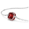 Geboortesteenarmband met vierkante slijpvorm, januari, rood, gerhodineerd Geboortesteenarmband met vierkante slijpvorm, januari, rood, gerhodineerd
