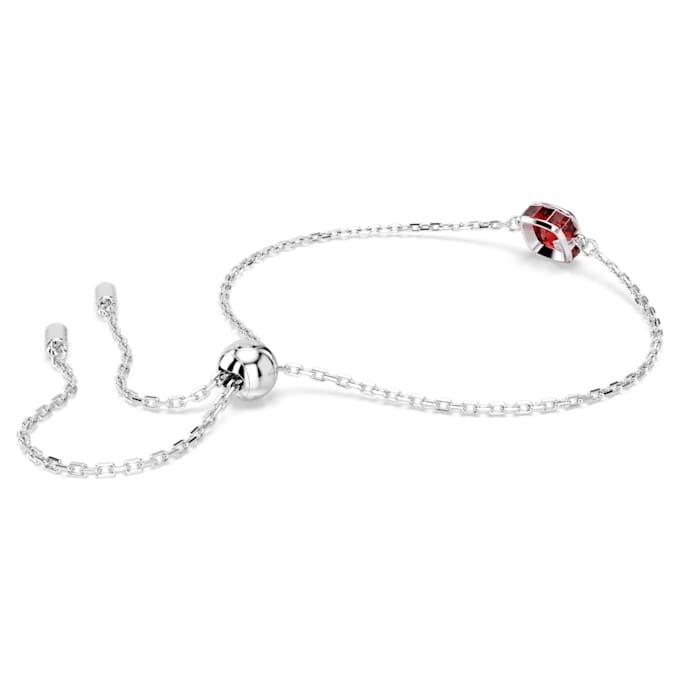 Geboortesteenarmband met vierkante slijpvorm, januari, rood, gerhodineerd Geboortesteenarmband met vierkante slijpvorm, januari, rood, gerhodineerd