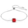 Geboortesteenarmband met vierkante slijpvorm, juli, rood, gerhodineerd Geboortesteenarmband met vierkante slijpvorm, juli, rood, gerhodineerd