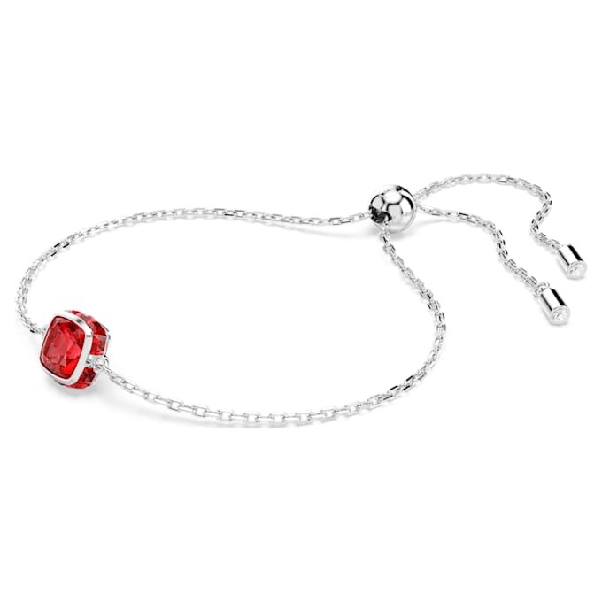 Geboortesteenarmband met vierkante slijpvorm, juli, rood, gerhodineerd Geboortesteenarmband met vierkante slijpvorm, juli, rood, gerhodineerd
