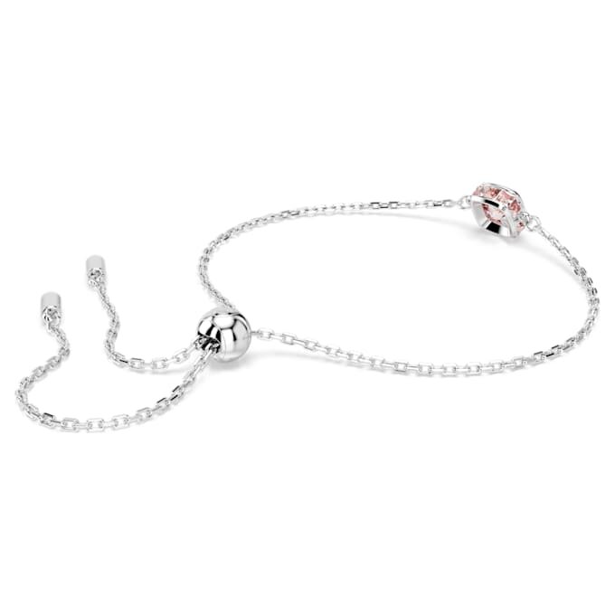 Geboortesteenarmband met vierkante slijpvorm, juni, roze, gerhodineerd Geboortesteenarmband met vierkante slijpvorm, juni, roze, gerhodineerd