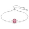 Geboortesteenarmband met vierkante slijpvorm, oktober, roze, gerhodineerd Geboortesteenarmband met vierkante slijpvorm, oktober, roze, gerhodineerd