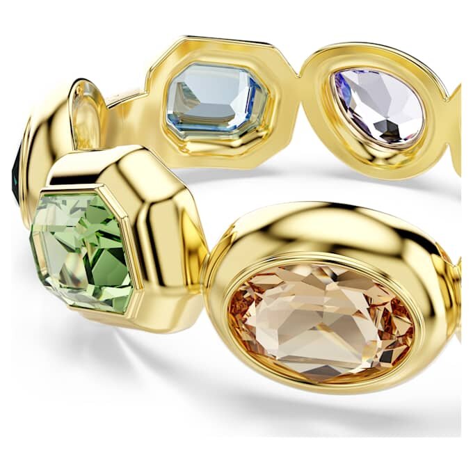 Gema-armband met extra grote kristallen, gemengde slijpvormen, veelkleurig, verguld in goudkleur Gema-armband met extra grote kristallen, gemengde slijpvormen, veelkleurig, verguld in goudkleur