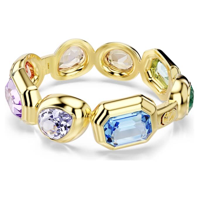 Gema-armband met extra grote kristallen, gemengde slijpvormen, veelkleurig, verguld in goudkleur Gema-armband met extra grote kristallen, gemengde slijpvormen, veelkleurig, verguld in goudkleur