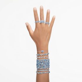 Gema-armband met gemengde slijpvormen, blauw, gerhodineerd Gema-armband met gemengde slijpvormen, blauw, gerhodineerd